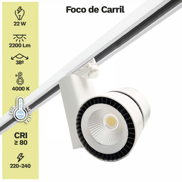 Foco de Carril Led Tron 22W – Pack 2 unidades