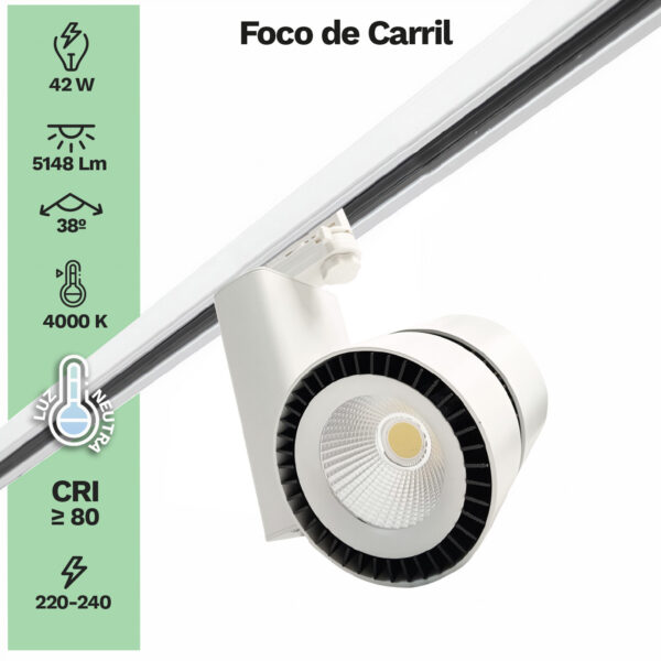 Foco de carril Led Tron 42W – Pack 2 unidades