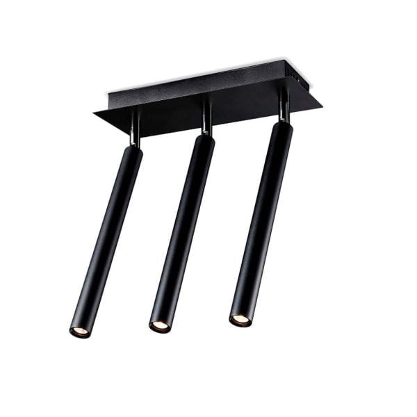 lampara de techo led color negro 3 luces led