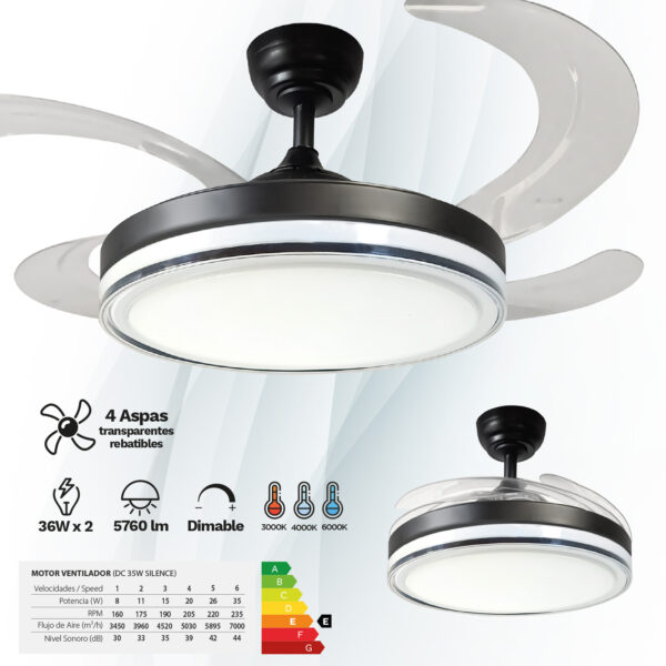 Ventilador de techo ø110cm abierto