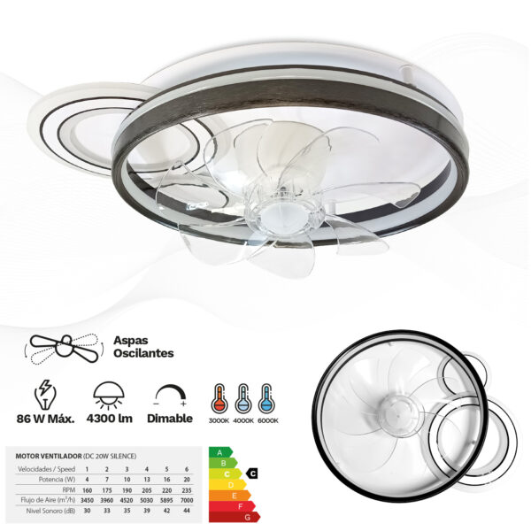 Ventilador de techo con luz led