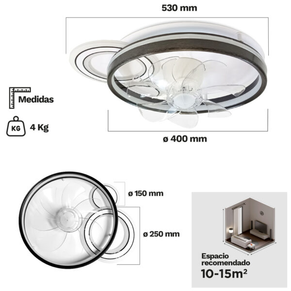 Ventilador de techo con luz led