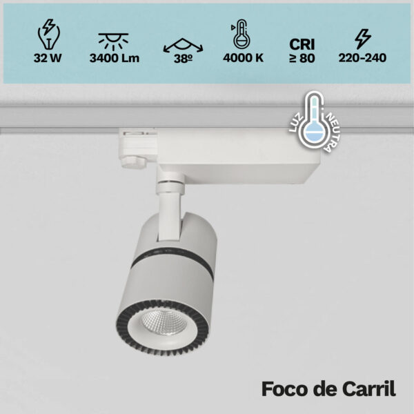 Foco de carril Led Tron 32W – Pack 2 unidades