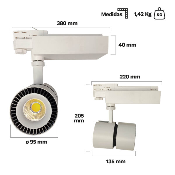 Foco de carril Led Tron 32W – Pack 2 unidades