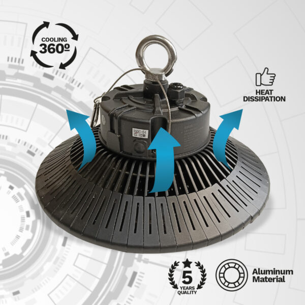Lámpara colgante industrial Ufo LED 100W, 10000 Lm, 6000K – Pack 5 unidades