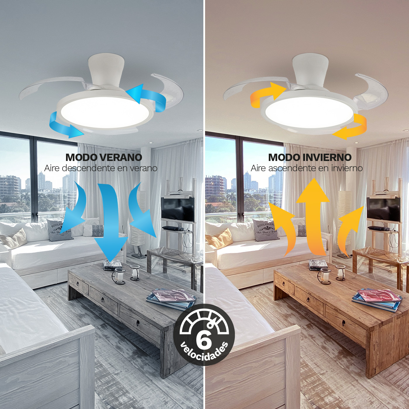 Ventilador de techo Slim 3 Aspas Plegables Blanco - Imagen 5