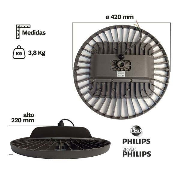 Lámpara colgante industrial Ufo Led – Pack 5 unidades – 150W, 19500 Lm, 4000K