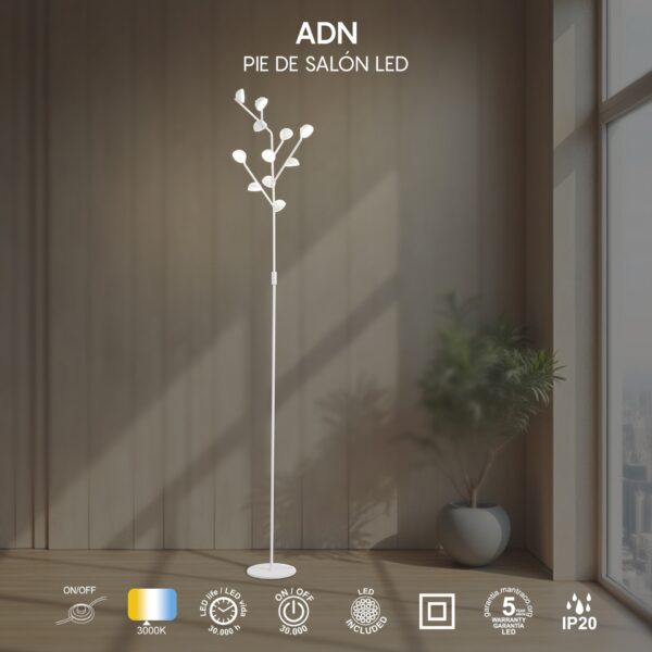 Lámpara de pie ADN Color blanco – Led 30W