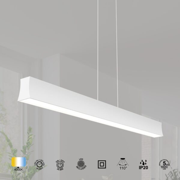 Lámpara colgante lineal HANKOK – Color blanco – Led 38W