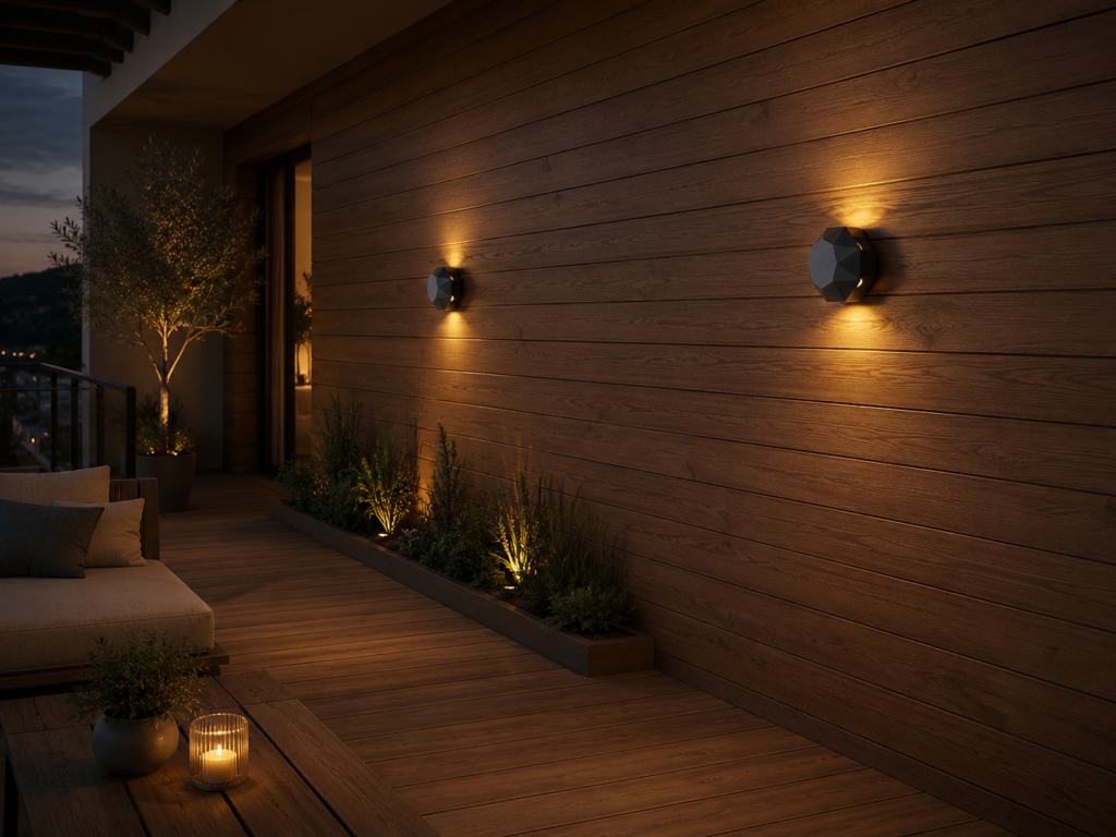 Aplique de pared exterior revestimiento madera