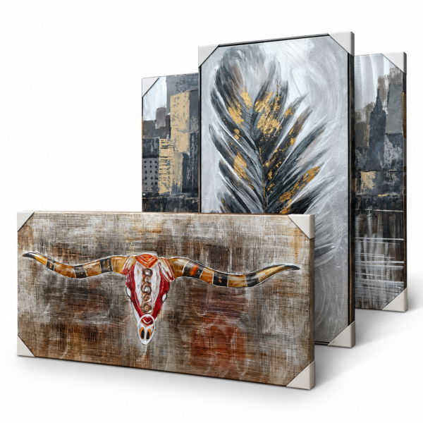 Set de 3 cuadros decorativos estilo rústico